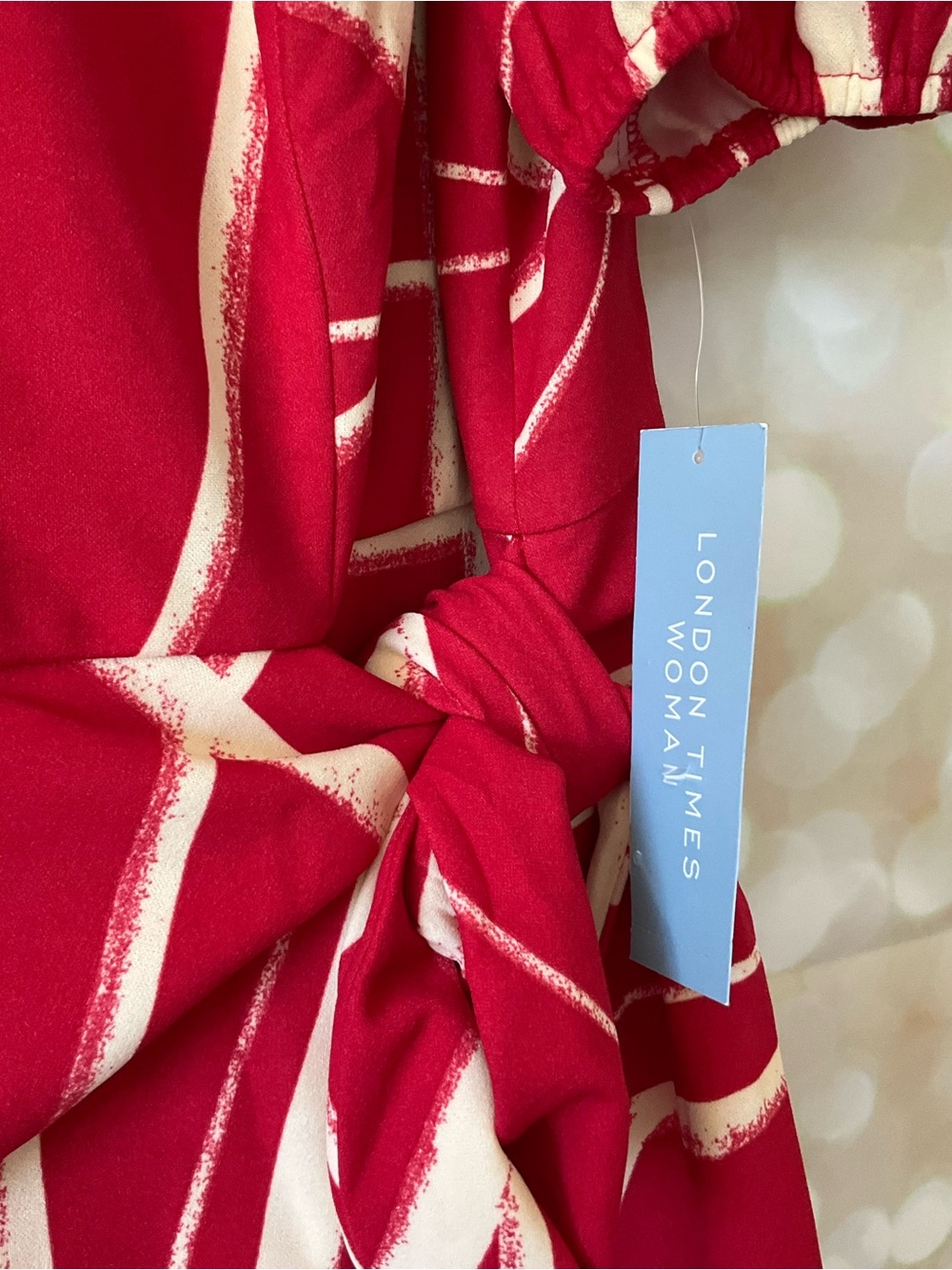 London Time Red and Cream Dress - Picture 3 of 10